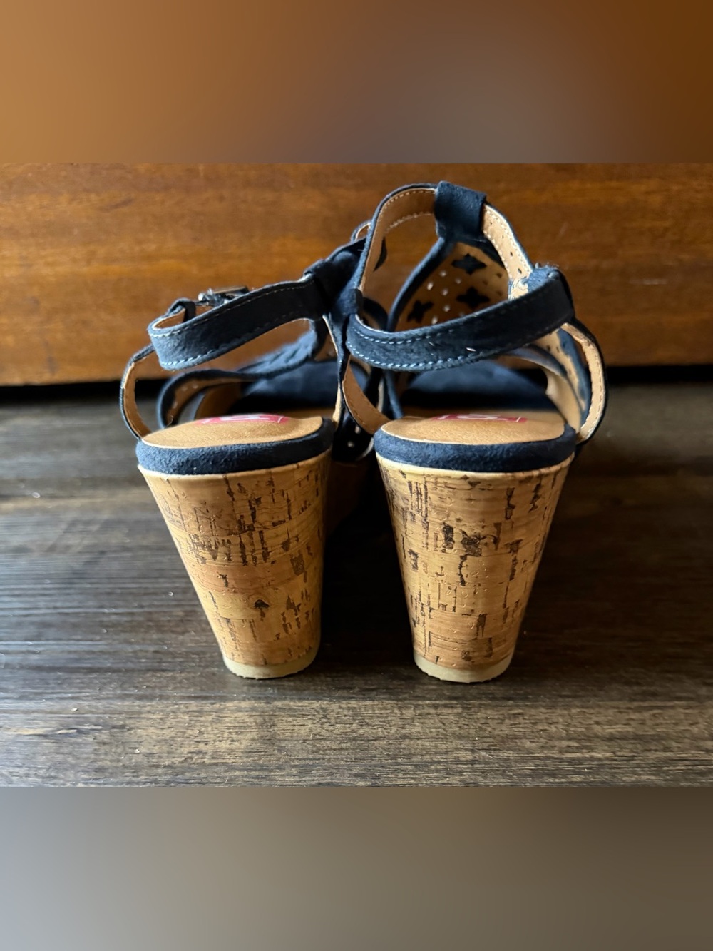 Pop Dareese Cork Wedge Platform Heels in Navy Size 9.5M - Picture 2 of 10